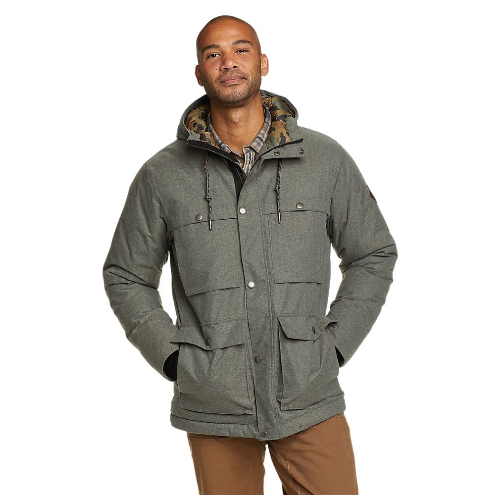 【Eddie Bauer】80’s マッキーノダウンコート　SIZE M 古着 80s Eddie Bauer 比翼 2tone 本革 レザー グース ダウン